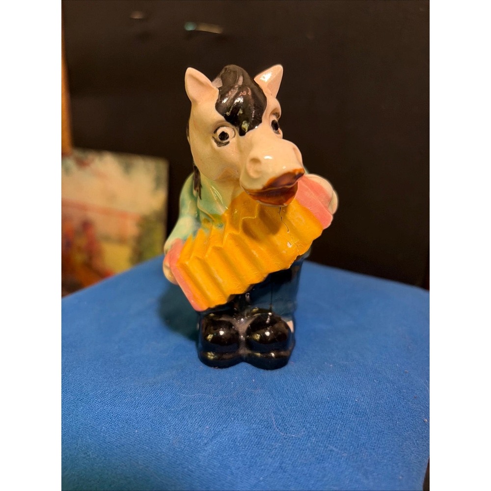 Vintage Anthropomorphic Horse Shaker Japan Equine Playing Accordion 1950s Kitsch